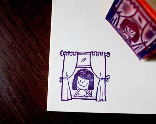 Girl At Window Stamp